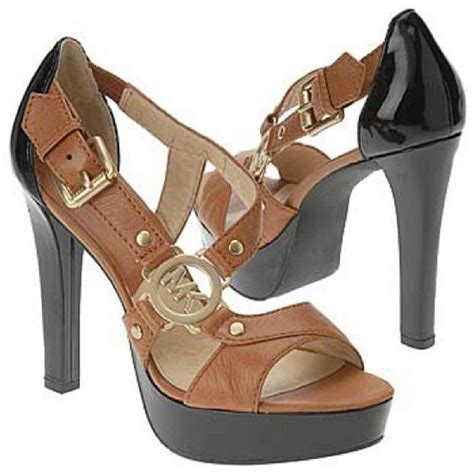 michael kors ladies brown gold buckle high heel shoes|Michael Kors high heels boots.